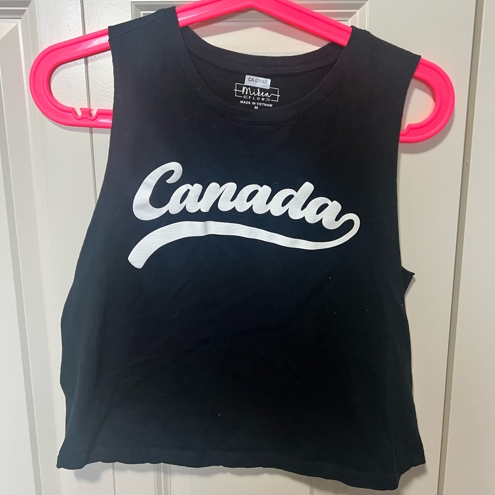 Mikasa Black Graphic Crop Muscle Tee